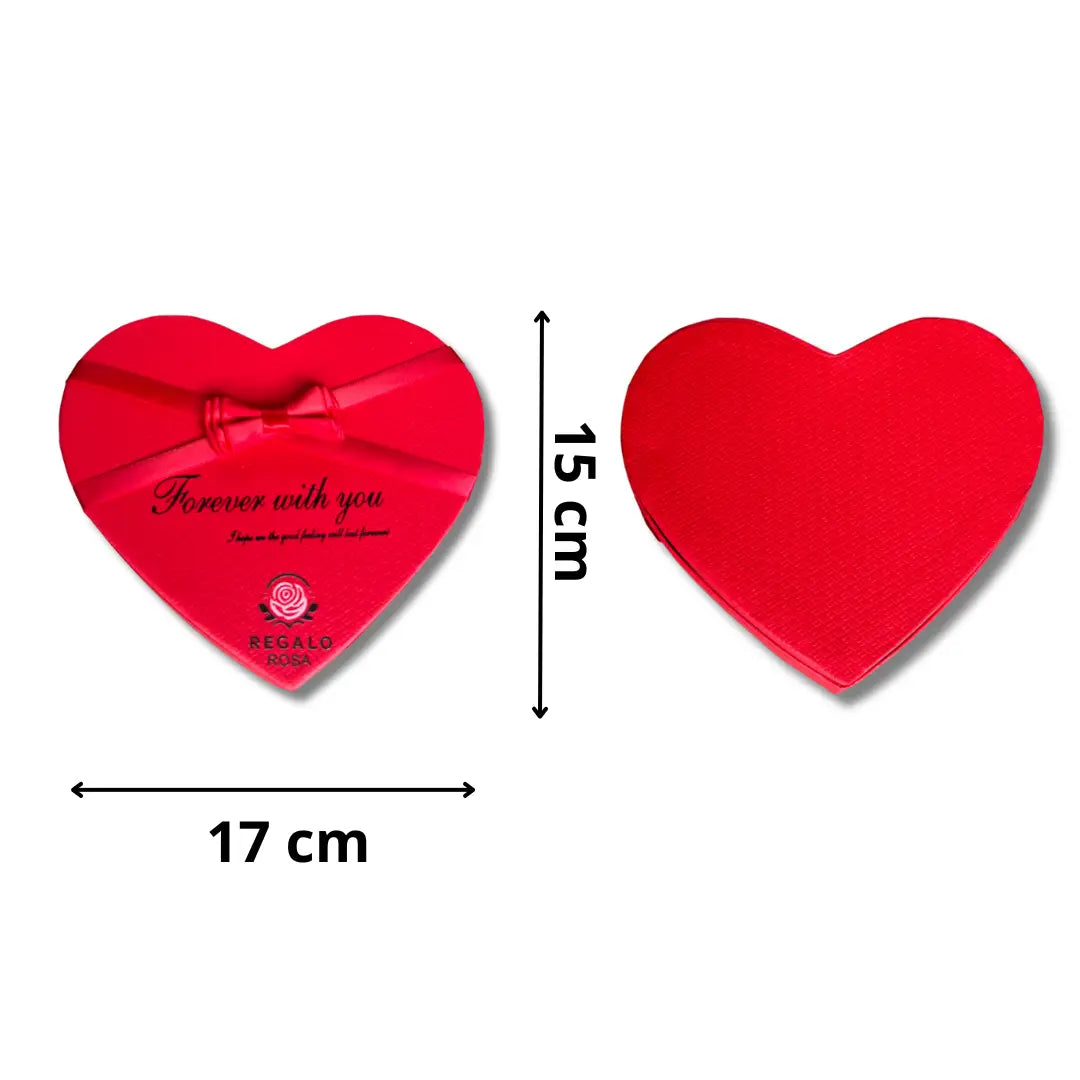 Geschenkdoos Hartvormig – Met Teddybeer en Eeuwige Rozen – 20 cm