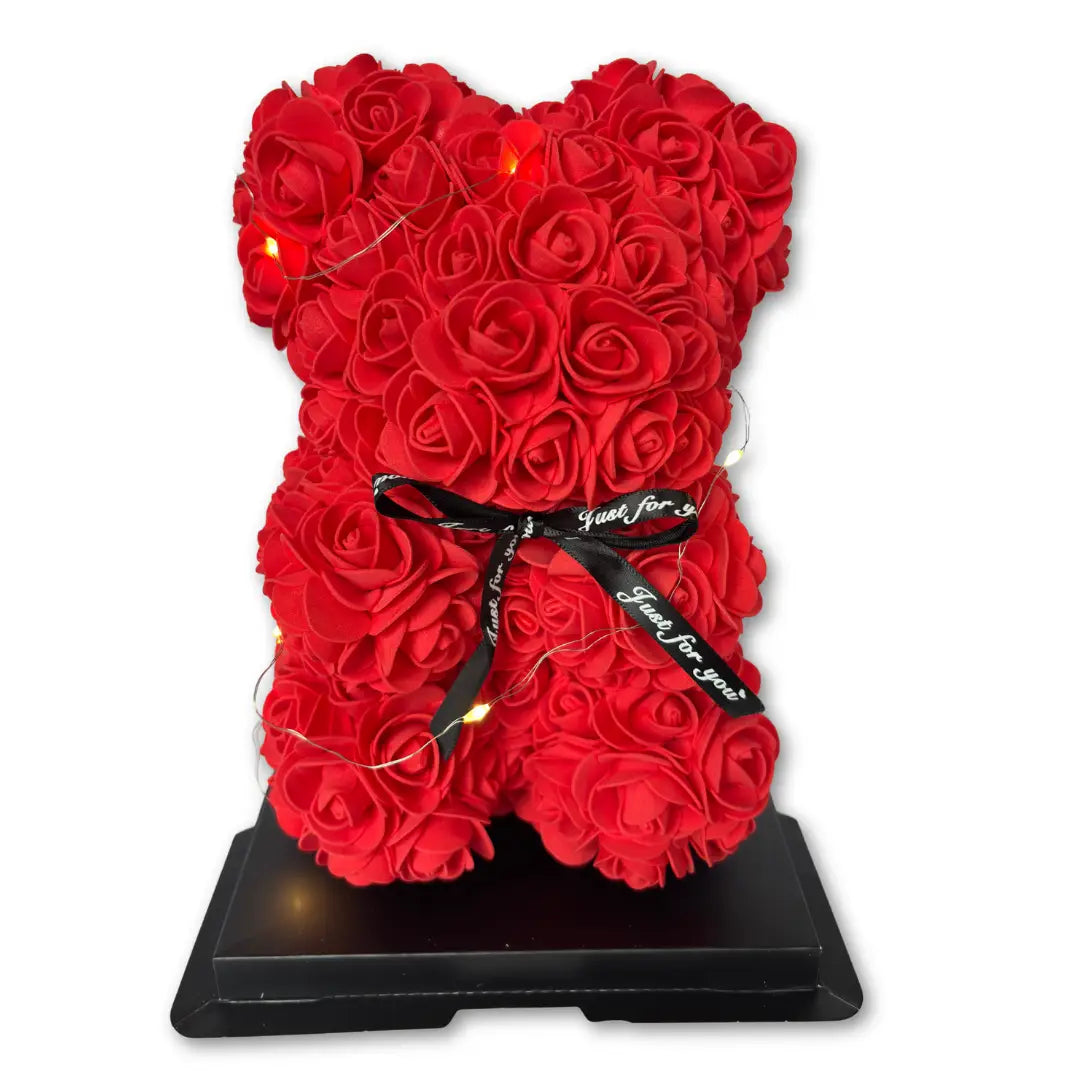 Rozenbeer 25 cm - Met LED Verlichting en Cadeaubox - Eeuwige Rozen
