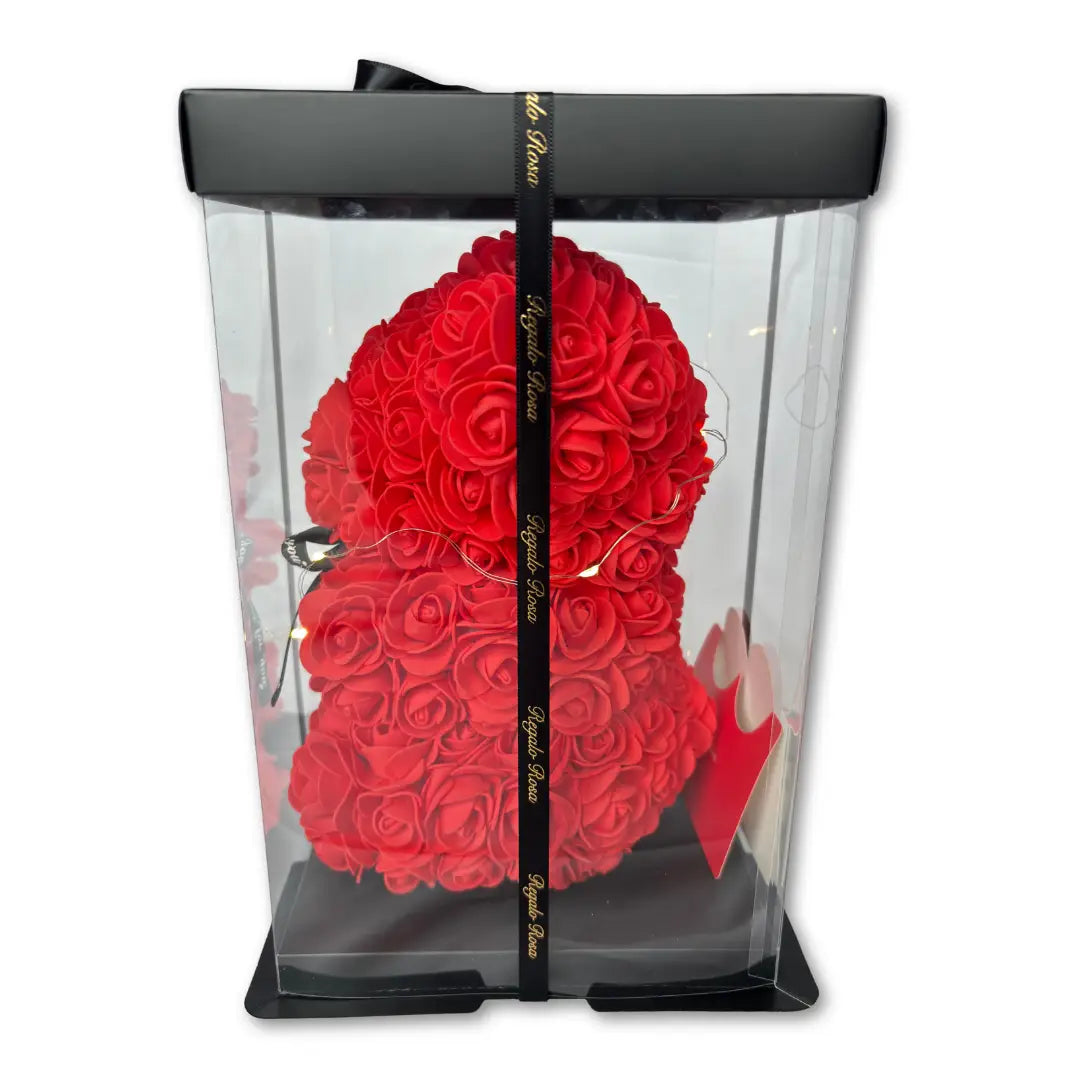 Rozenbeer 25 cm - Met LED Verlichting en Cadeaubox - Eeuwige Rozen