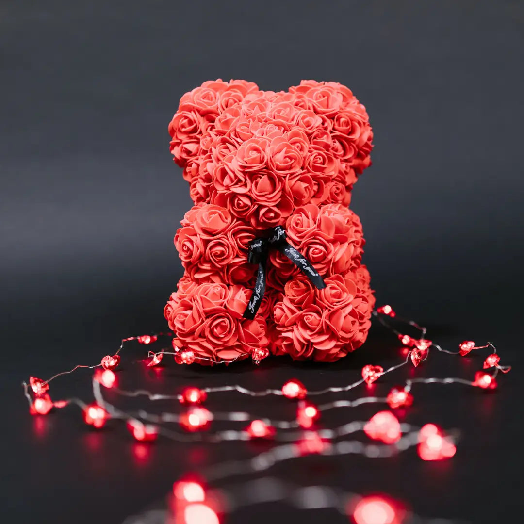 Rozenbeer 25 cm - Met LED Verlichting en Cadeaubox - Eeuwige Rozen