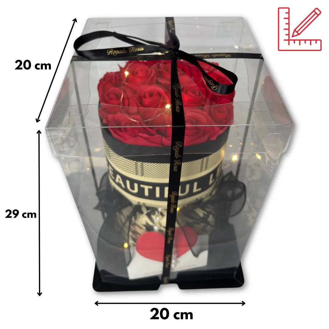 Rozen Boeket met LED Verlichting – In Geschenkverpakking – Eeuwige Rozen – 25 cm