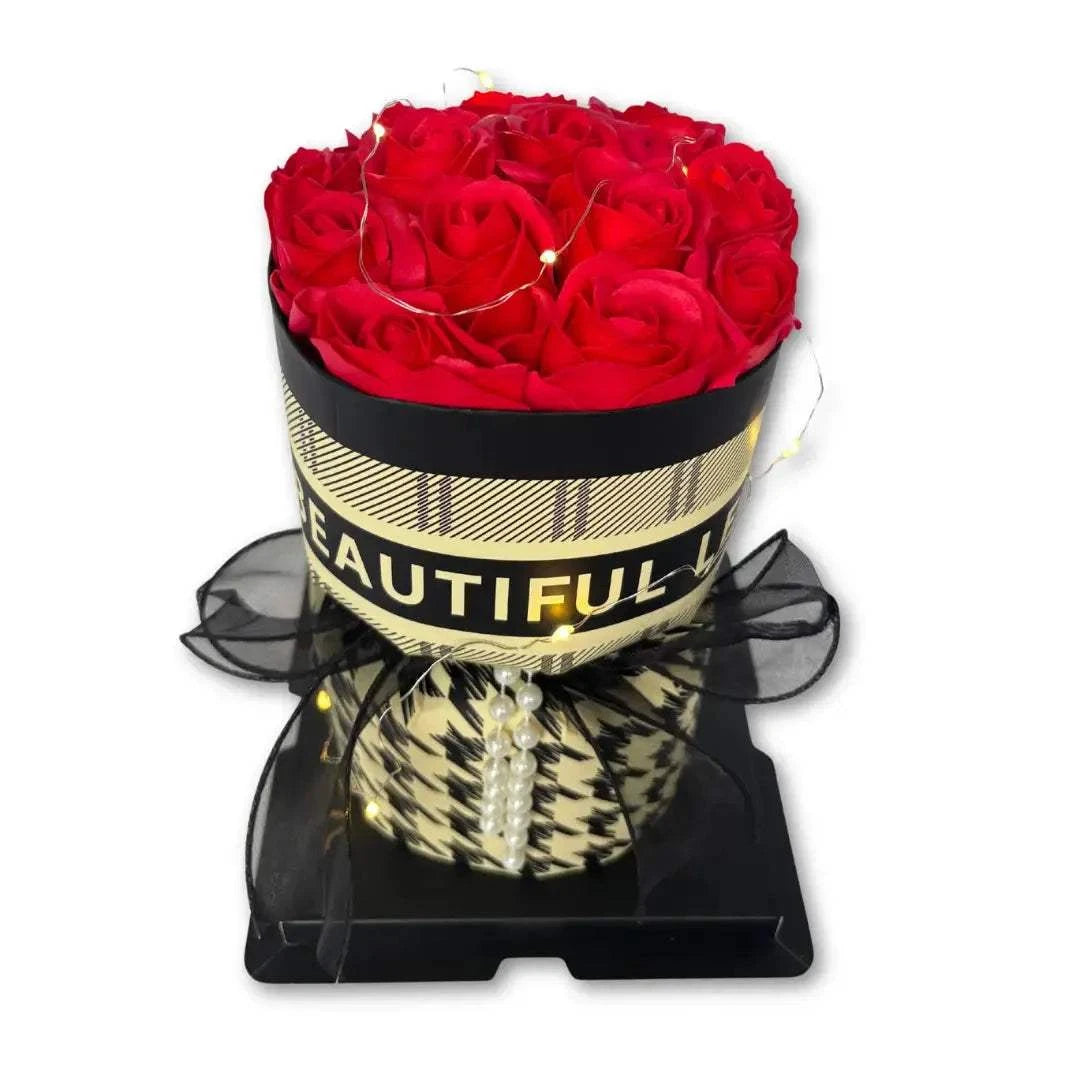 Regalo Rosa Rozen Boeket met LED Verlichting – In Geschenkverpakking – Eeuwige Rozen – 25 cm