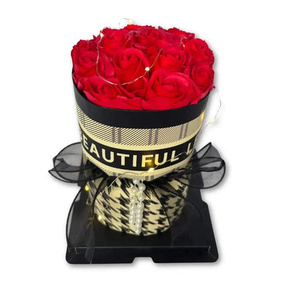 Regalo Rosa Rozen Boeket met LED Verlichting – In Geschenkverpakking – Eeuwige Rozen – 25 cm