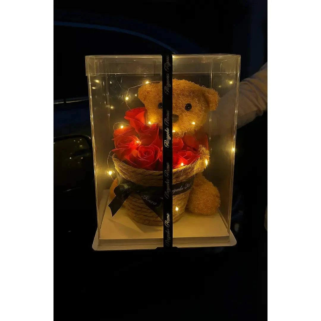 Regalo Rosa Teddybeer met Eeuwige Rozen Cadeaumand – 25 cm – Romantisch Geschenk