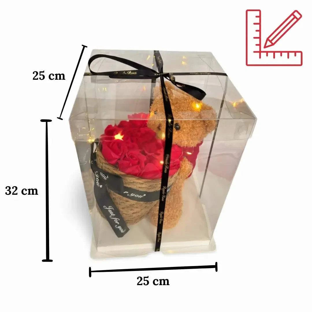 Regalo Rosa Teddybeer met Eeuwige Rozen Cadeaumand – 25 cm – Romantisch Geschenk