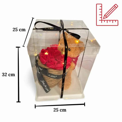 Regalo Rosa Teddybeer met Eeuwige Rozen Cadeaumand – 25 cm – Romantisch Geschenk