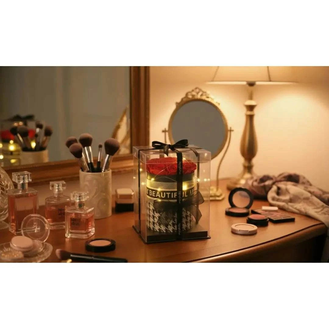 Rozen Boeket met LED Verlichting – In Geschenkverpakking – Eeuwige Rozen – 25 cm