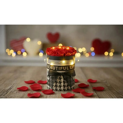 Rozen Boeket met LED Verlichting – In Geschenkverpakking – Eeuwige Rozen – 25 cm