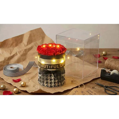 Rozen Boeket met LED Verlichting – In Geschenkverpakking – Eeuwige Rozen – 25 cm